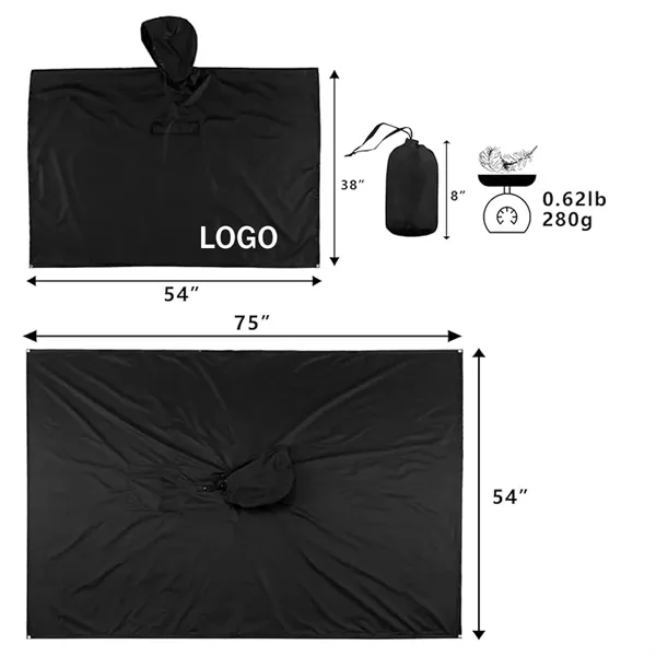 Adult Hooded Rain Poncho with Pocket - Adult Hooded Rain Poncho with Pocket - Image 1 of 4
