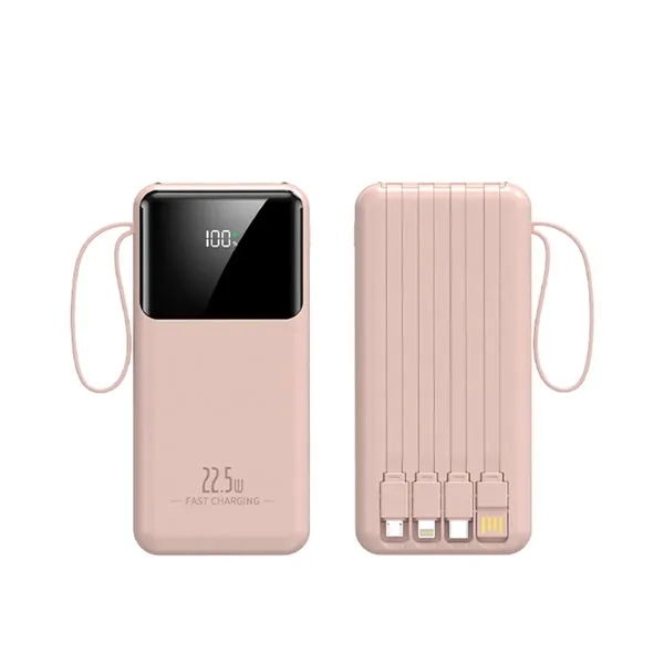 Slim Large Capacity Portable Power Bank with Built-in Cables - Slim Large Capacity Portable Power Bank with Built-in Cables - Image 1 of 4