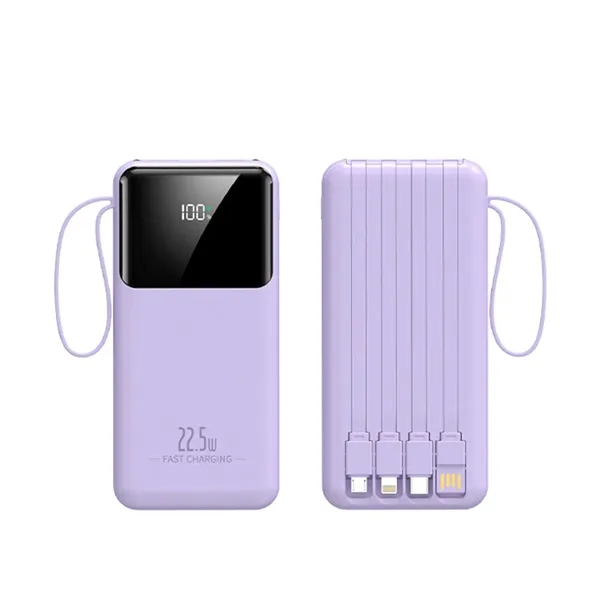 Slim Large Capacity Portable Power Bank with Built-in Cables - Slim Large Capacity Portable Power Bank with Built-in Cables - Image 3 of 4