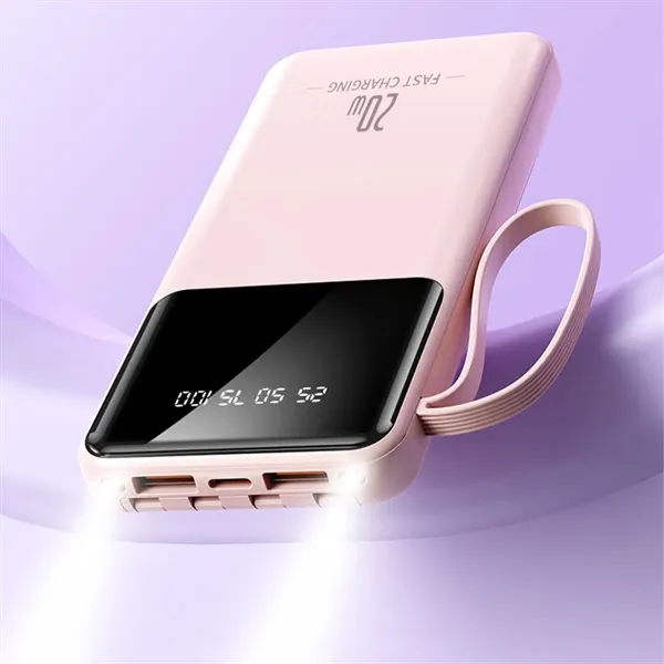 Slim Large Capacity Portable Power Bank with Built-in Cables - Slim Large Capacity Portable Power Bank with Built-in Cables - Image 4 of 4
