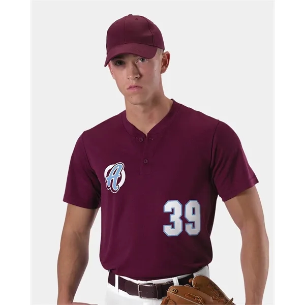 Alleson Athletic Men's Baseball Two Button Henley Jersey