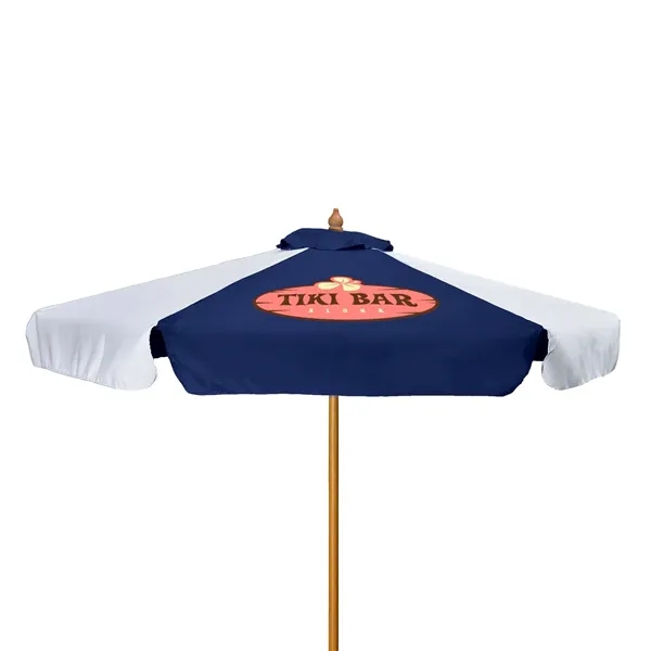 7' Wood Market Umbrella Kit With Valance (1 Imprint) - 7' Wood Market Umbrella Kit With Valance (1 Imprint) - Image 0 of 15