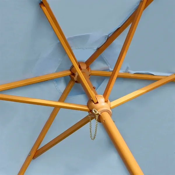 7' Wood Market Umbrella Kit With Valance (1 Imprint) - 7' Wood Market Umbrella Kit With Valance (1 Imprint) - Image 1 of 15