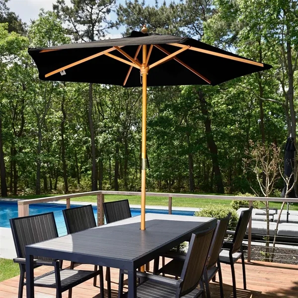 7' Wood Market Umbrella Kit (1 Imprints) - 7' Wood Market Umbrella Kit (1 Imprints) - Image 3 of 23