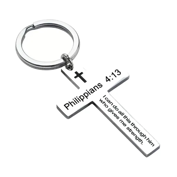 Cross Shape Stainless Steel Keychain Custom - Cross Shape Stainless Steel Keychain Custom - Image 0 of 1