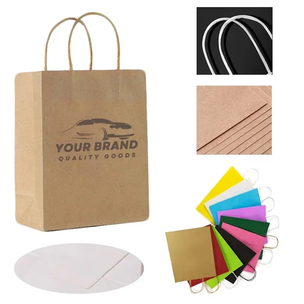 Kraft Shopping with Handles Disposable Paper Gift Bags - Kraft Shopping with Handles Disposable Paper Gift Bags - Image 0 of 6