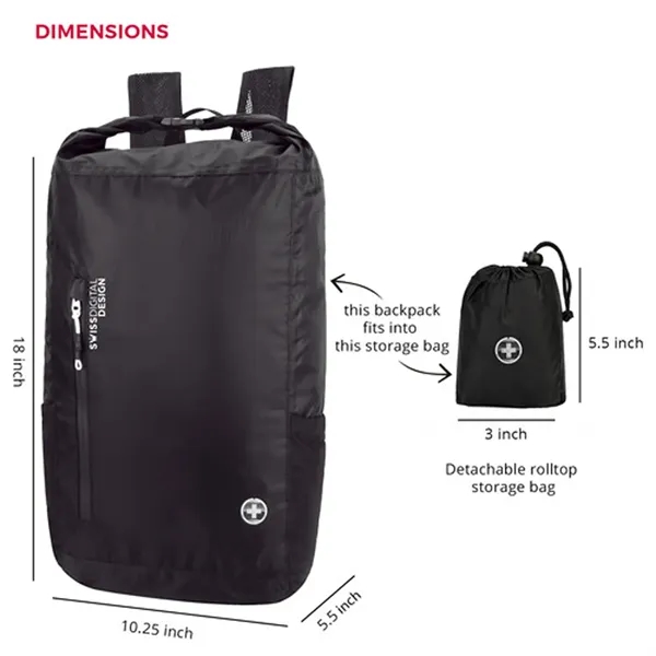 SwissDigital® Ultra Light Water Resistant Foldable Backpack - SwissDigital® Ultra Light Water Resistant Foldable Backpack - Image 12 of 14