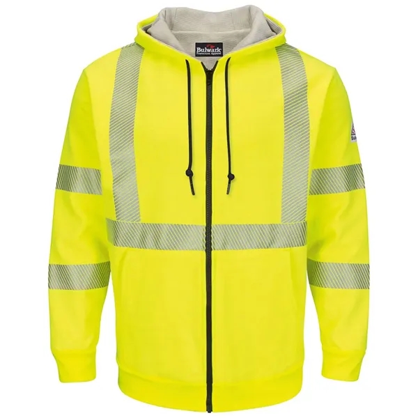 Bulwark Men's Hi-Visibility Zip-Front Hooded Fleece Sweat... - Bulwark Men's Hi-Visibility Zip-Front Hooded Fleece Sweat... - Image 0 of 2