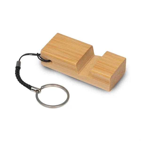 Bamboo Phone Stand w/ Keychain - Bamboo Phone Stand w/ Keychain - Image 1 of 4