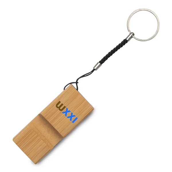 Bamboo Phone Stand w/ Keychain - Bamboo Phone Stand w/ Keychain - Image 2 of 4