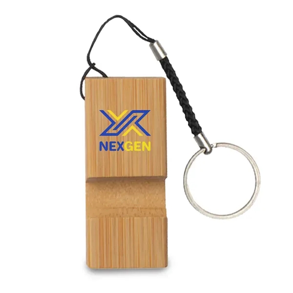 Bamboo Phone Stand w/ Keychain - Bamboo Phone Stand w/ Keychain - Image 3 of 4