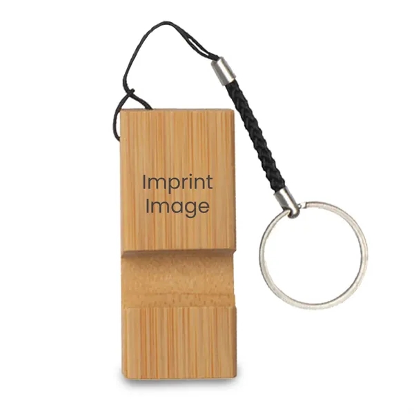 Bamboo Phone Stand w/ Keychain - Bamboo Phone Stand w/ Keychain - Image 4 of 4