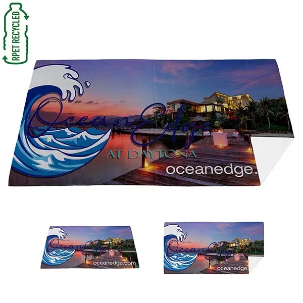 30" x 60" Full Color Recycled RPET Waffle Weave Sand Free Be - 30" x 60" Full Color Recycled RPET Waffle Weave Sand Free Be - Image 0 of 12