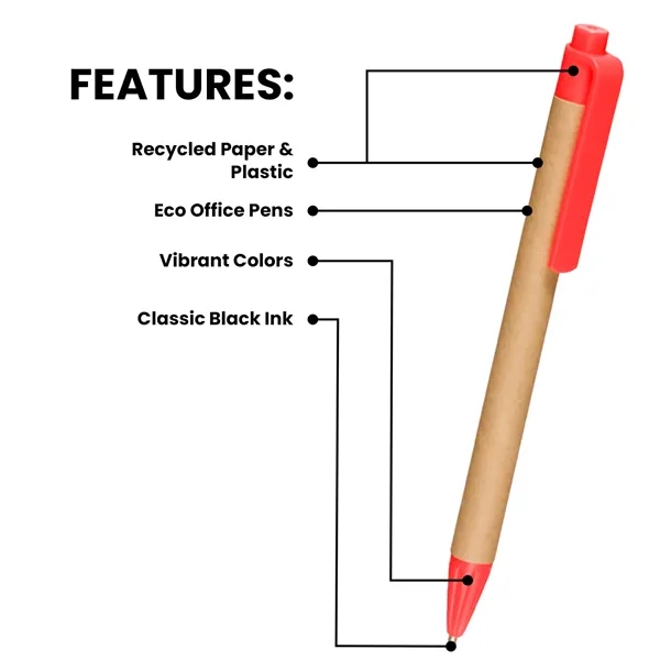 Recycled Pens w/ Custom Logo & Colorful Clip Ballpoint - Recycled Pens w/ Custom Logo & Colorful Clip Ballpoint - Image 2 of 9