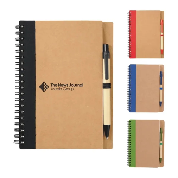 FSC® Mix 5" x 7" Eco Spiral Notebook with Pen - FSC® Mix 5" x 7" Eco Spiral Notebook with Pen - Image 0 of 14