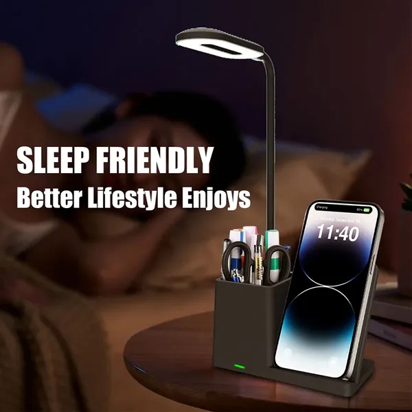 3-in-1 LED Desk Lamp with Pen Holder and Fast Charge Base - 3-in-1 LED Desk Lamp with Pen Holder and Fast Charge Base - Image 3 of 3