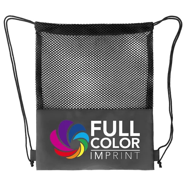 Custom Mesh Drawstring Bag w/Polyester Bottom MOQ50 - Custom Mesh Drawstring Bag w/Polyester Bottom MOQ50 - Image 0 of 3