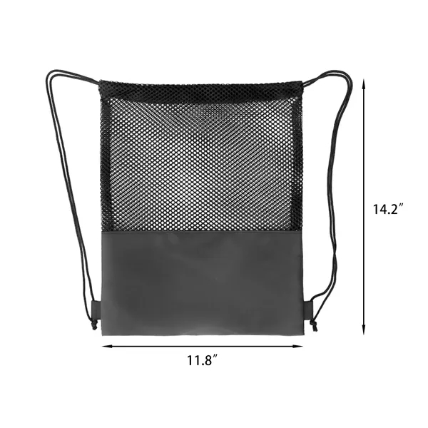 Custom Mesh Drawstring Bag w/Polyester Bottom MOQ50 - Custom Mesh Drawstring Bag w/Polyester Bottom MOQ50 - Image 1 of 3