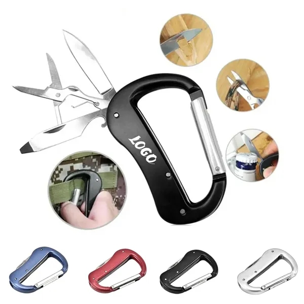 Outdoor Multitool Carabiner with Pocket Knife Scissors - Outdoor Multitool Carabiner with Pocket Knife Scissors - Image 0 of 6