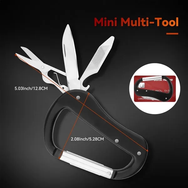 Outdoor Multitool Carabiner with Pocket Knife Scissors - Outdoor Multitool Carabiner with Pocket Knife Scissors - Image 1 of 6