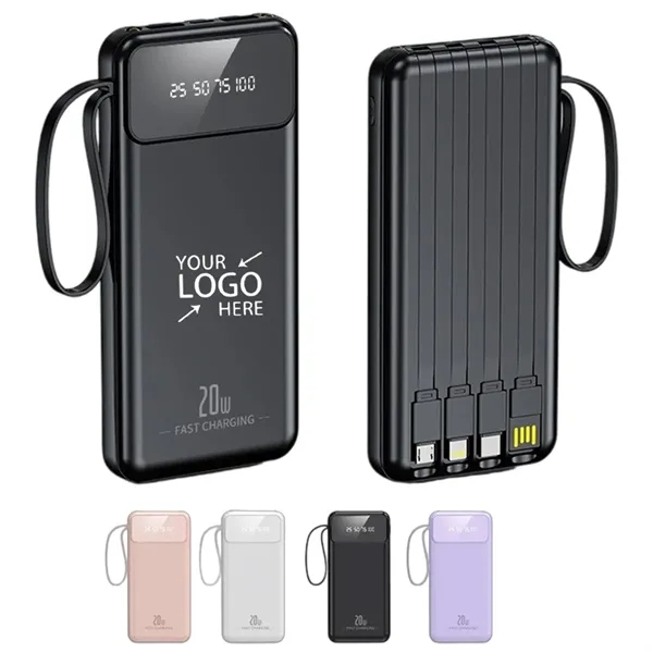 10000mAh Fast Charging Power bank With 4 Cables - 10000mAh Fast Charging Power bank With 4 Cables - Image 0 of 7