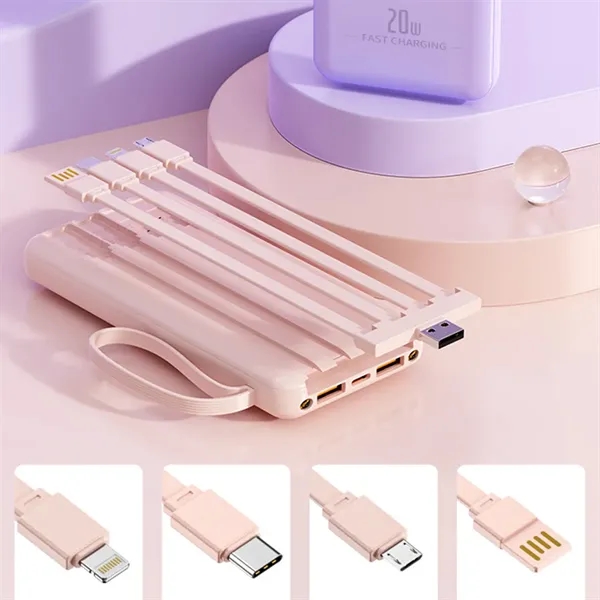 10000mAh Fast Charging Power bank With 4 Cables - 10000mAh Fast Charging Power bank With 4 Cables - Image 3 of 7