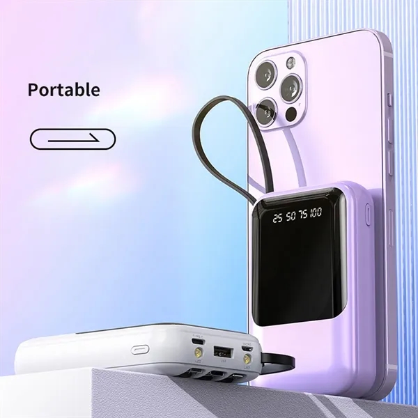 Mini 10000mAh Fast Charging Power bank With 4 Cables - Mini 10000mAh Fast Charging Power bank With 4 Cables - Image 3 of 7