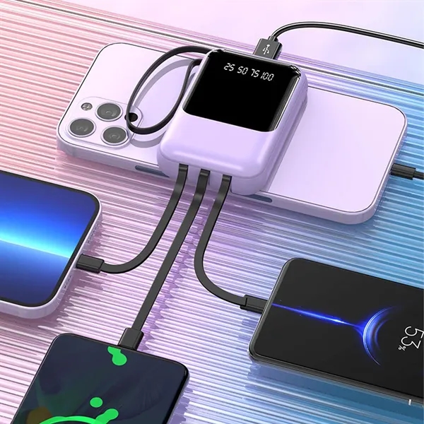 Mini 10000mAh Fast Charging Power bank With 4 Cables - Mini 10000mAh Fast Charging Power bank With 4 Cables - Image 5 of 7