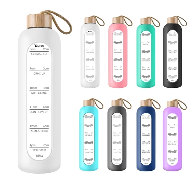 35oz Motivational Borosilicate Glass Water Bottle - 35oz Motivational Borosilicate Glass Water Bottle - Image 0 of 10