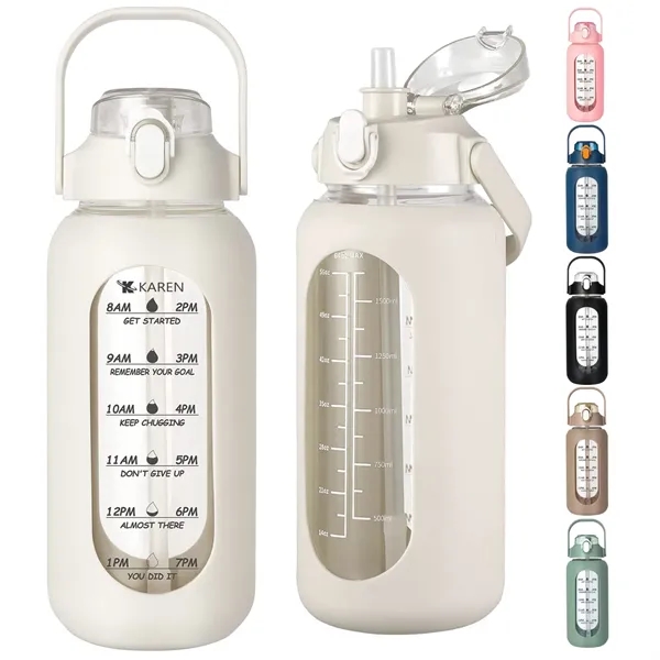 64oz Portable Glass Water Bottle w/ Straw Lid - 64oz Portable Glass Water Bottle w/ Straw Lid - Image 0 of 9