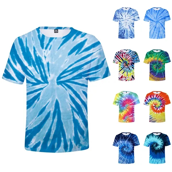 Tie Dye Polyester Round Neck T-Shirt - Tie Dye Polyester Round Neck T-Shirt - Image 0 of 10