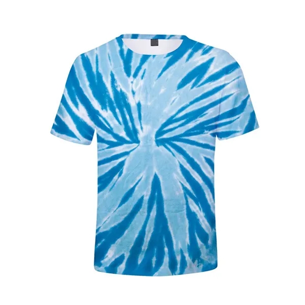 Tie Dye Polyester Round Neck T-Shirt - Tie Dye Polyester Round Neck T-Shirt - Image 1 of 10
