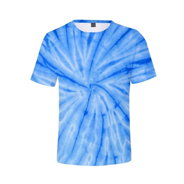 Tie Dye Polyester Round Neck T-Shirt - Tie Dye Polyester Round Neck T-Shirt - Image 3 of 10