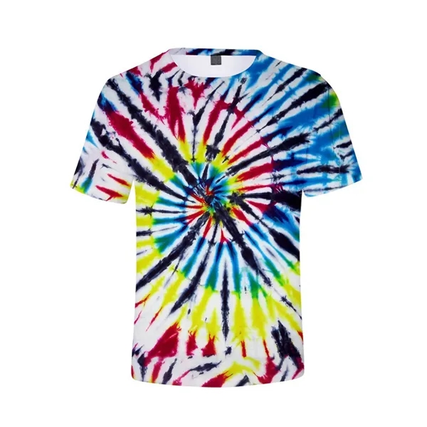 Tie Dye Polyester Round Neck T-Shirt - Tie Dye Polyester Round Neck T-Shirt - Image 4 of 10