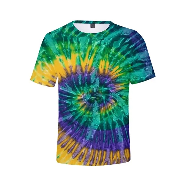 Tie Dye Polyester Round Neck T-Shirt - Tie Dye Polyester Round Neck T-Shirt - Image 5 of 10