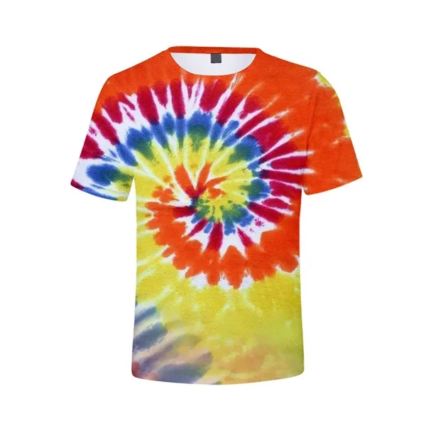 Tie Dye Polyester Round Neck T-Shirt - Tie Dye Polyester Round Neck T-Shirt - Image 7 of 10