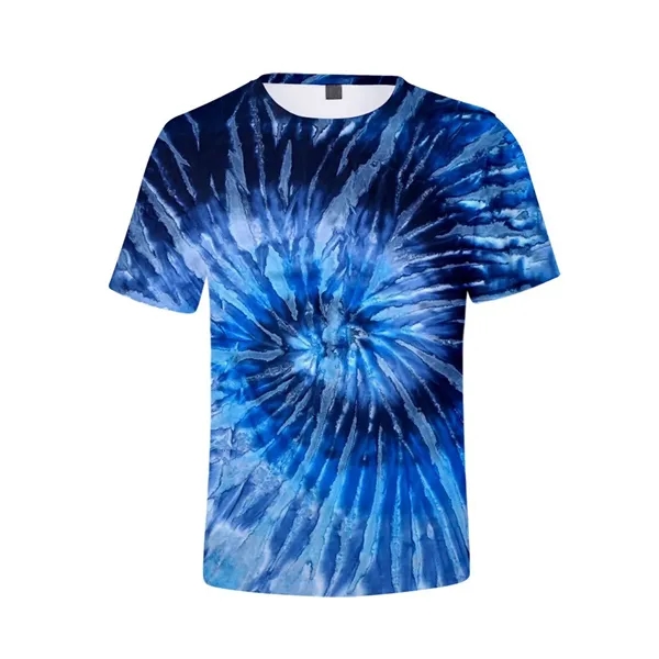 Tie Dye Polyester Round Neck T-Shirt - Tie Dye Polyester Round Neck T-Shirt - Image 8 of 10