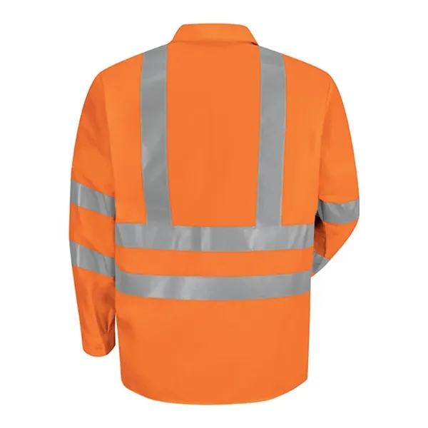 Red Kap Men's High Visibility Safety Long Sleeve Work Shirt - Red Kap Men's High Visibility Safety Long Sleeve Work Shirt - Image 8 of 8