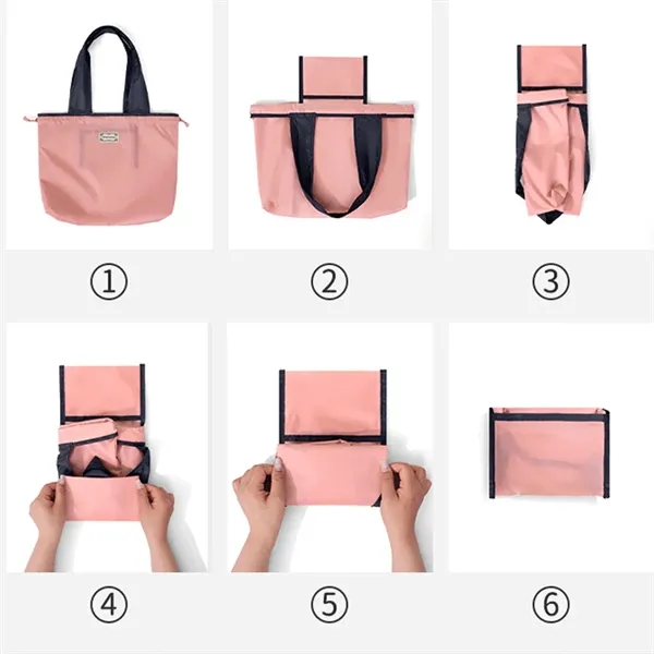 Large Foldable Waterproof Reusable Shopping Tote Bag - Large Foldable Waterproof Reusable Shopping Tote Bag - Image 3 of 6