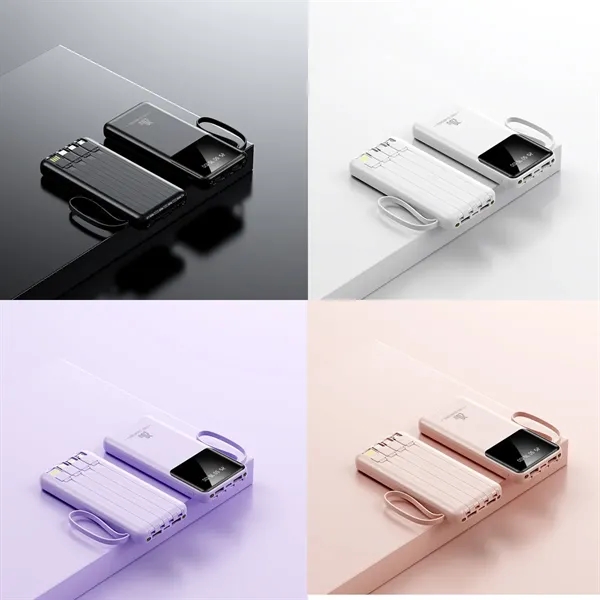 20000mAh Portable Power Bank with 4 Cables & Flashlights - 20000mAh Portable Power Bank with 4 Cables & Flashlights - Image 2 of 7