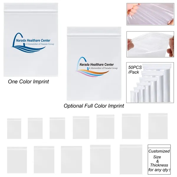 Mini Clear Reclosable Zipper Plastic Poly Bags Pack of 50 - Mini Clear Reclosable Zipper Plastic Poly Bags Pack of 50 - Image 0 of 8