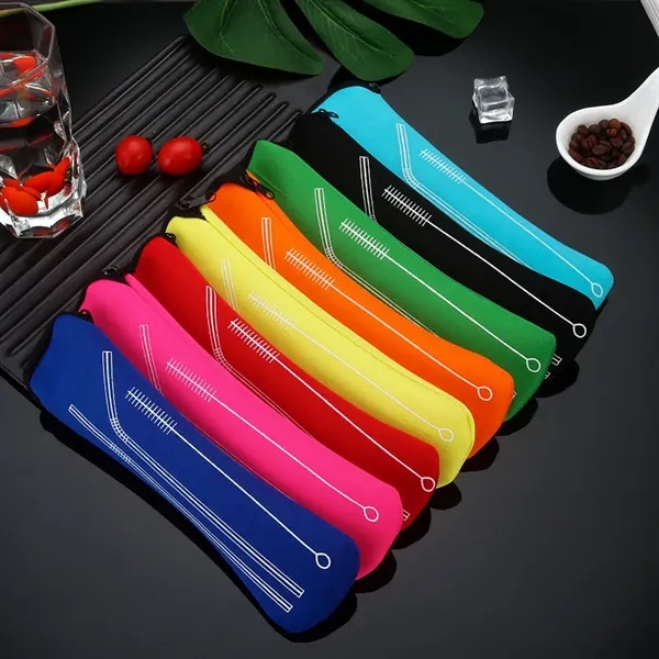 3-Piece Reusable Stainless Steel Straw Bundle With Bag - 3-Piece Reusable Stainless Steel Straw Bundle With Bag - Image 2 of 9