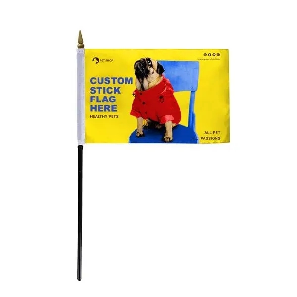 4" x 6" Custom Stick Flag - Digital Print - 4" x 6" Custom Stick Flag - Digital Print - Image 1 of 1