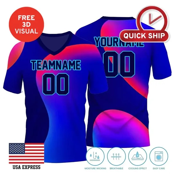 150GSM Mesh Jersey Short Sleeve V Neck (Full Dye Sublimation - 150GSM Mesh Jersey Short Sleeve V Neck (Full Dye Sublimation - Image 0 of 3