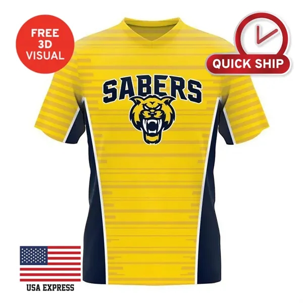 150GSM Mesh Jersey Short Sleeve V Neck (Full Dye Sublimation - 150GSM Mesh Jersey Short Sleeve V Neck (Full Dye Sublimation - Image 1 of 3