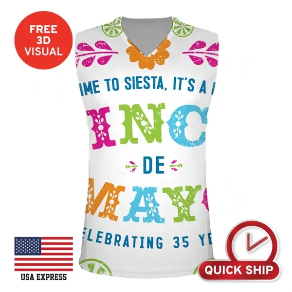 150GSM Mesh Jersey V Neck Sleeveless (Full Dye Sublimation) - 150GSM Mesh Jersey V Neck Sleeveless (Full Dye Sublimation) - Image 0 of 2