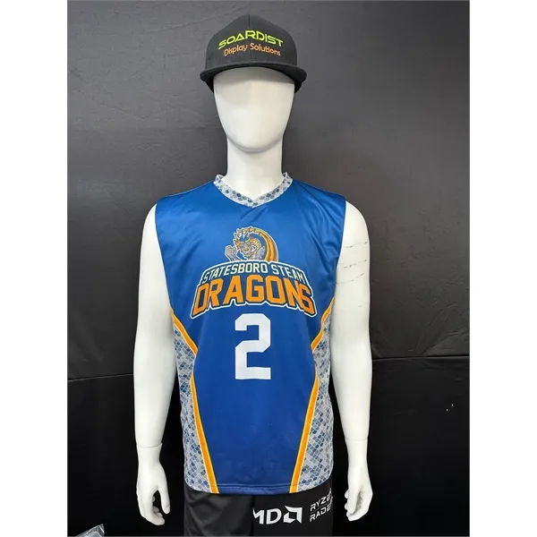150GSM Mesh Jersey V Neck Sleeveless (Full Dye Sublimation) - 150GSM Mesh Jersey V Neck Sleeveless (Full Dye Sublimation) - Image 1 of 2