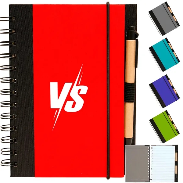 5" x 7" in Eco Friendly Spiral Notebook with Pen - 5" x 7" in Eco Friendly Spiral Notebook with Pen - Image 5 of 6