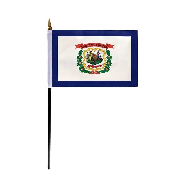 4"x6" & 12"x18'' West Virginia ePoly Printed Stick Flags - 4"x6" & 12"x18'' West Virginia ePoly Printed Stick Flags - Image 0 of 1
