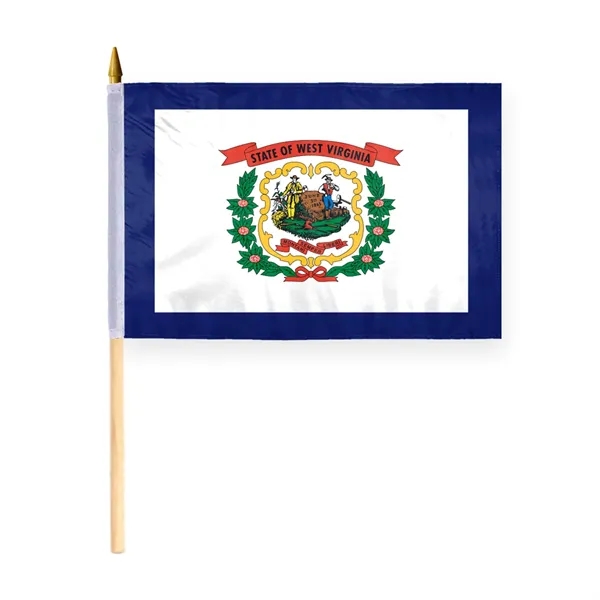 4"x6" & 12"x18'' West Virginia ePoly Printed Stick Flags - 4"x6" & 12"x18'' West Virginia ePoly Printed Stick Flags - Image 1 of 1